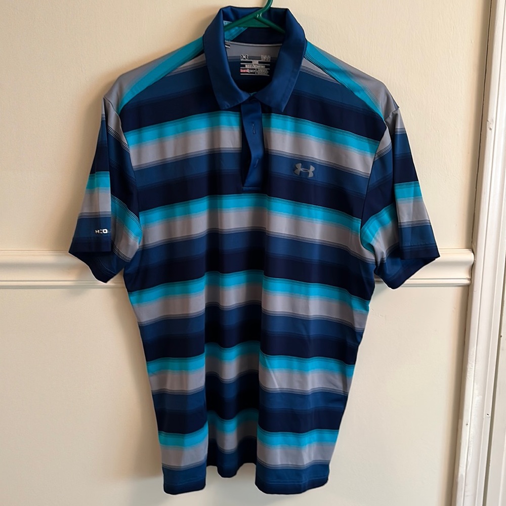 Blue/gray size large men’s Under Armour golf polo. Like new